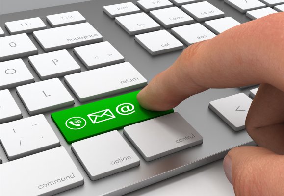 pressing on green button keyboard mail online faxing